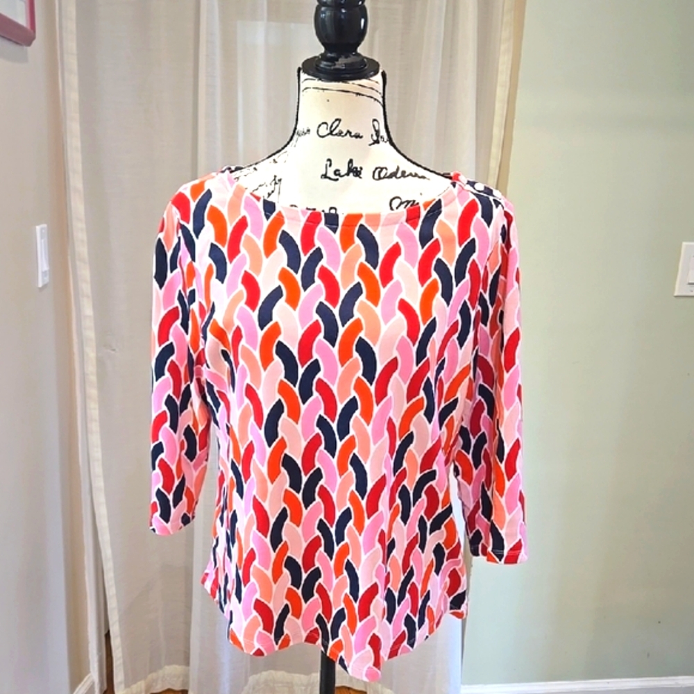 CHARTER CLUB ▪︎ Women's Multicolor Patterned Top, Size Lg, Like New
